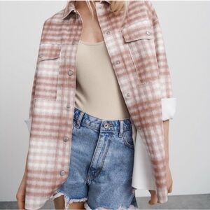 Zara Faux Suede Plaid Shacket